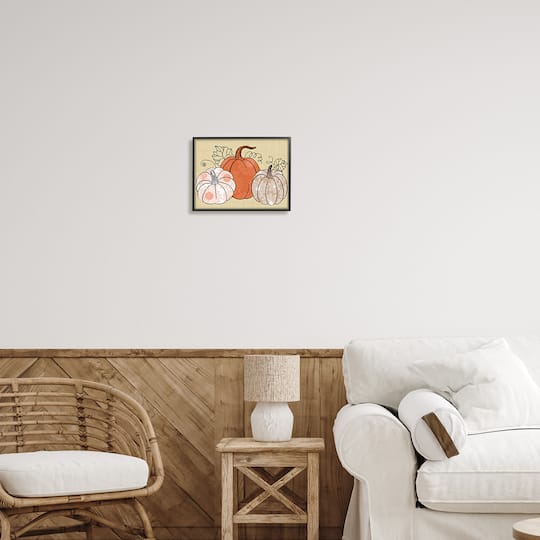 Stupell Industries Autumnal Pumpkins Sunflower Pattern Framed Giclee Art